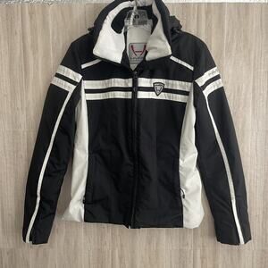 Hyra Ski Jacket Womens Size S (40) Snow Coat Black Cervino Ski Your Logo Hooded